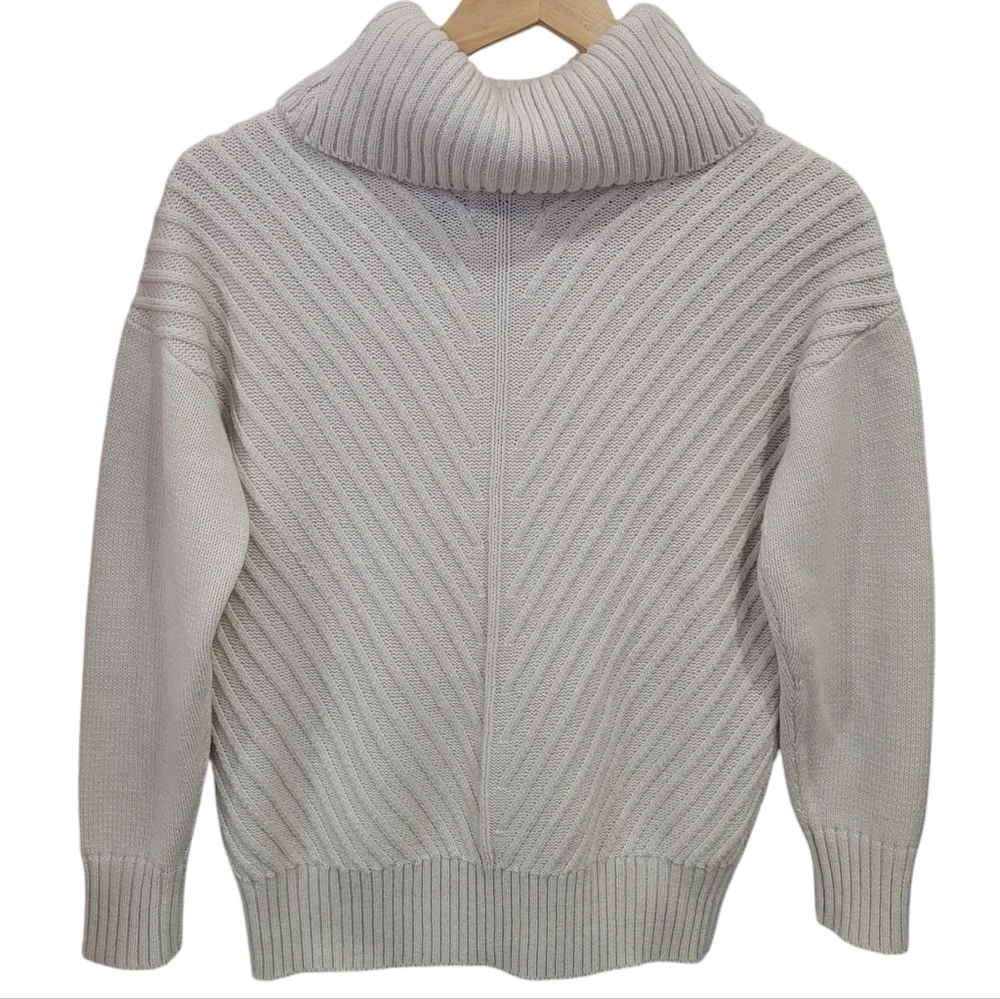 Eclipse Mitered Turtleneck Sweater Knit Neutral Cream White Pullover Wom… - Picture 4 of 16